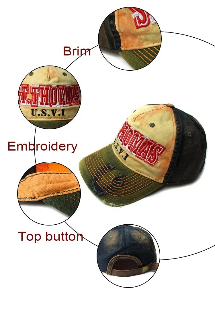 BSCI Factory High Quality Custom Embroidery Logo Vintage Washed Denim Baseball Cap Plain Jeans Distressed Dad Hat