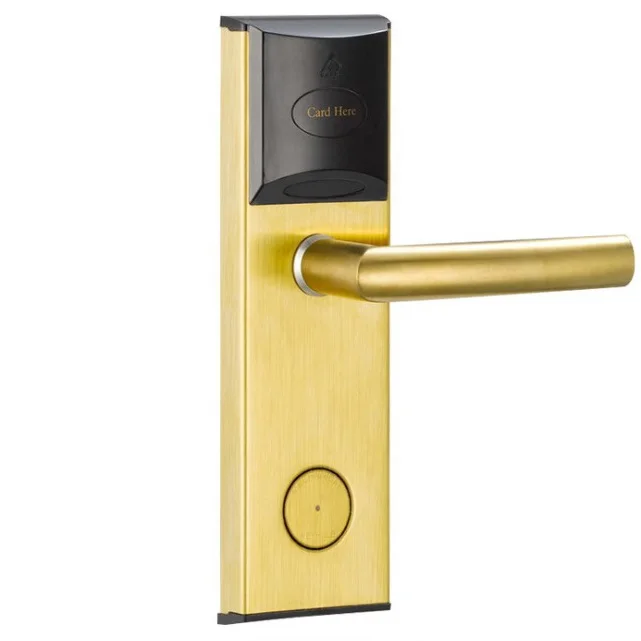 Silver and Gold smart rfid hotel lock system home hotel electronic door handle lock smart hotel door lock system price