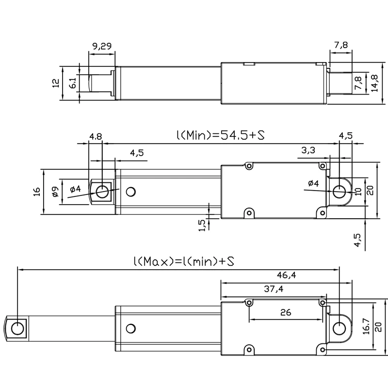 6V 12V  24V  10/17.5/21/25/30/50/75/100MM Stroke Micro Mini Linear Actuator Linear Stepper 5V 30mm Linear Electrical Actuator
