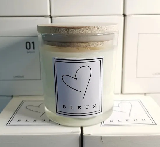 custom logo Private Label Scented glass Candles With Soy Wax and wooden Lid