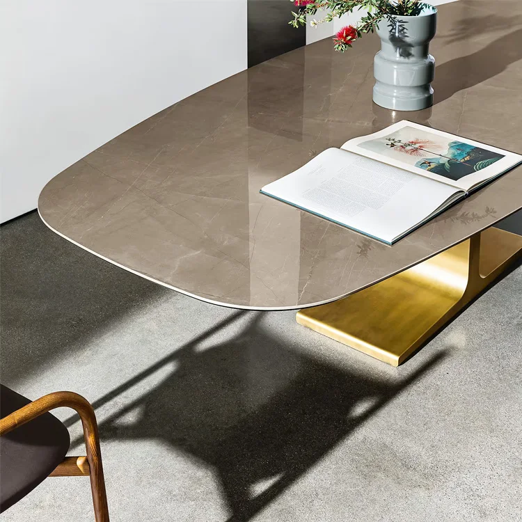 Top Quality Commercial Steel Dinning Table Restaurant Tables Luxury Modern Stainless steel Metal Leg Dining Tables