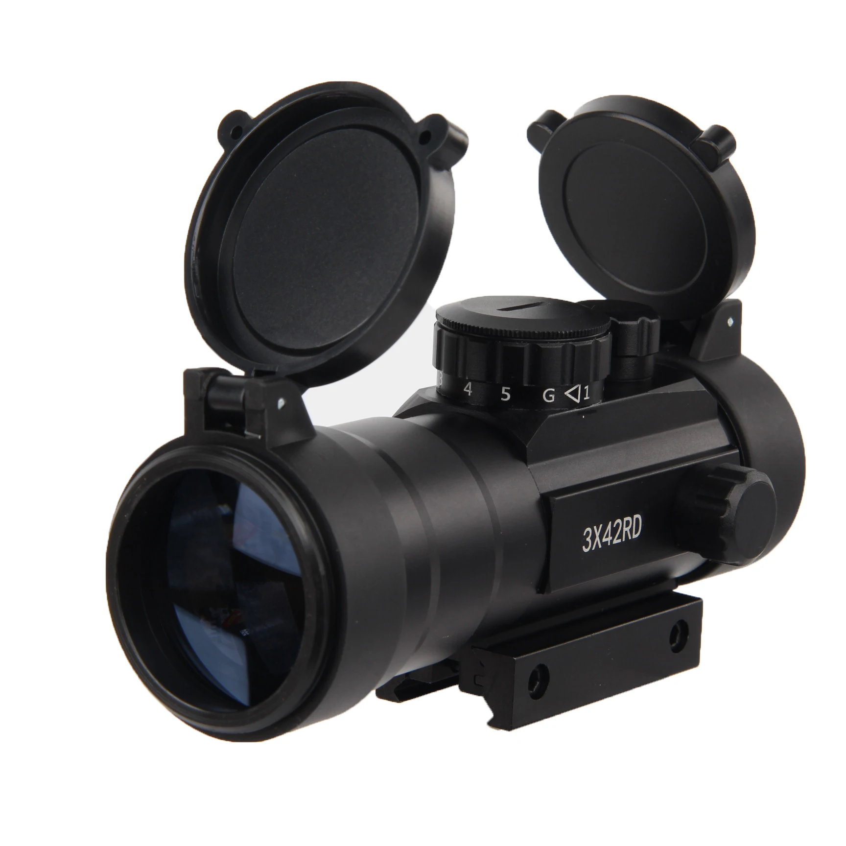 LUGER 3x42RD Optics Sight Red Green Dot Sight Illuminated Red Dot Sight with Flip Up Lens covers for Hunting Scope