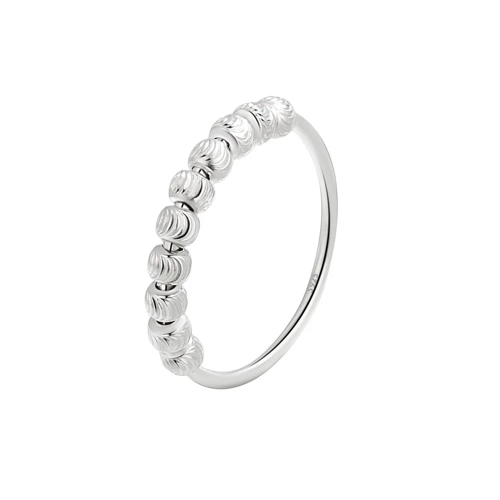 Amazon Hot Sale 925 Sterling Silver Anxiety Spinning Bead Rings  Stackable Rings for Women Gift Jewelry