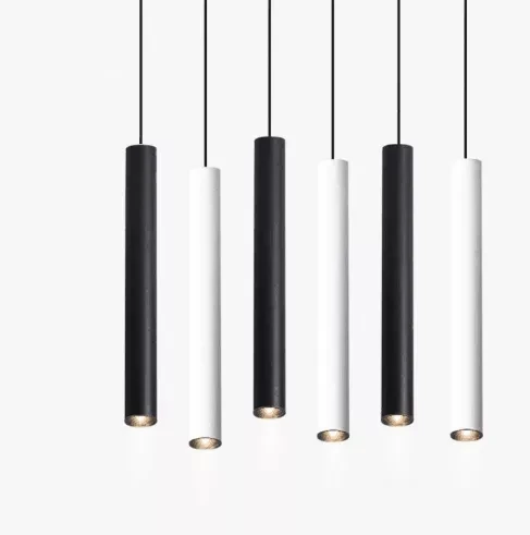 Modern Dimmable LED Hanging Lamp Long Tube Pendant Light For Kitchen Dining Room Shop Bar Decor Cylinder Pipe Spot Lights