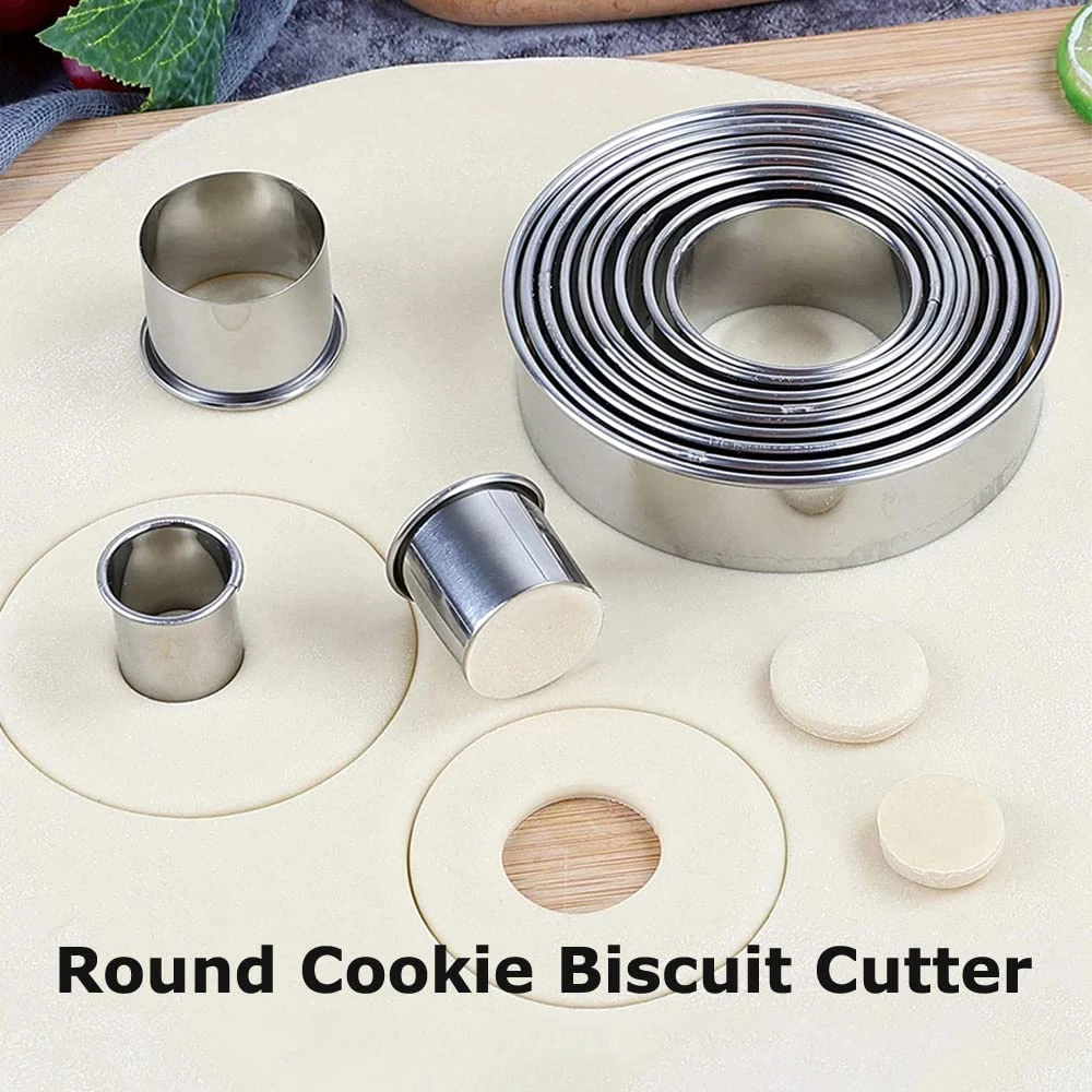 11pcs/lot Stainless Steel Cookie Cutter Set Pastry Cutters Stainless Steel Cookie Cutter Circle for Donut and Scone