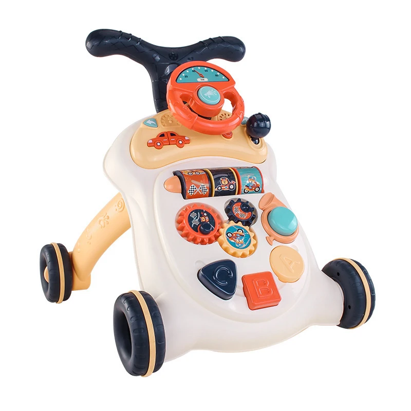 Wholesale most popular baby early education multifunctional fun steering wheel walker trolley toddler walking armrest toys