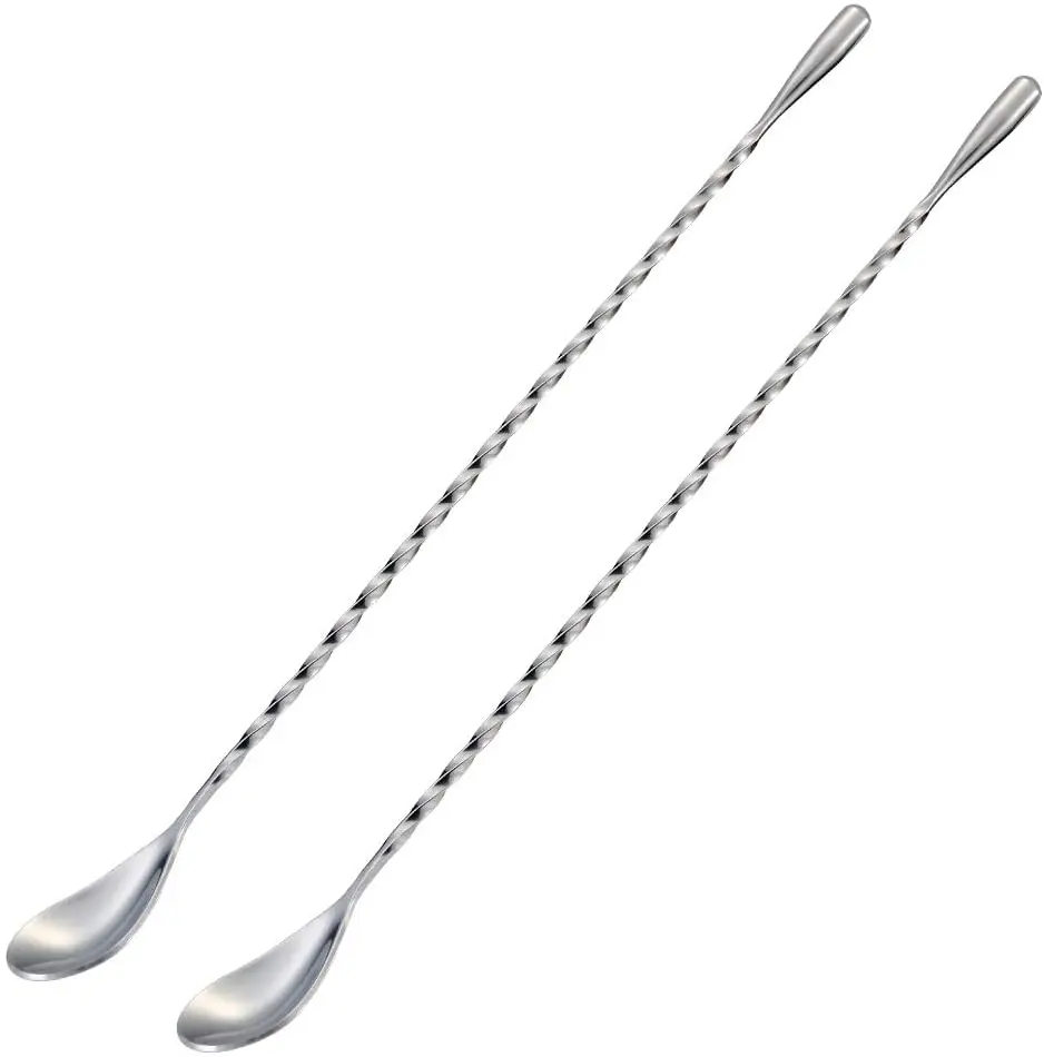 20cm 30cm Bar Accessories Tool 18/8 304 Stainless Steel Swizzle Sticks Mix Spoon Cocktail Shaker Long Handle Metal Bar Spoon