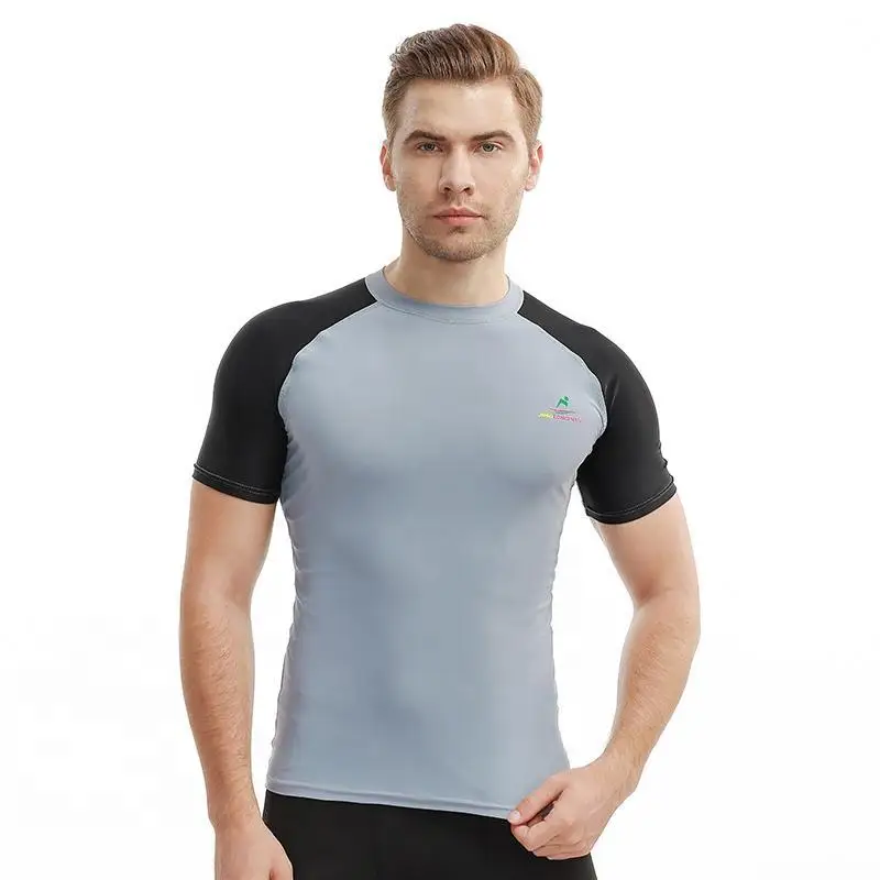 Quick Dry Short Sleeve Compression Rash Guard Sun Protection Polyester Spandex Fitness Short Sleeve Top Shirt Swimwear