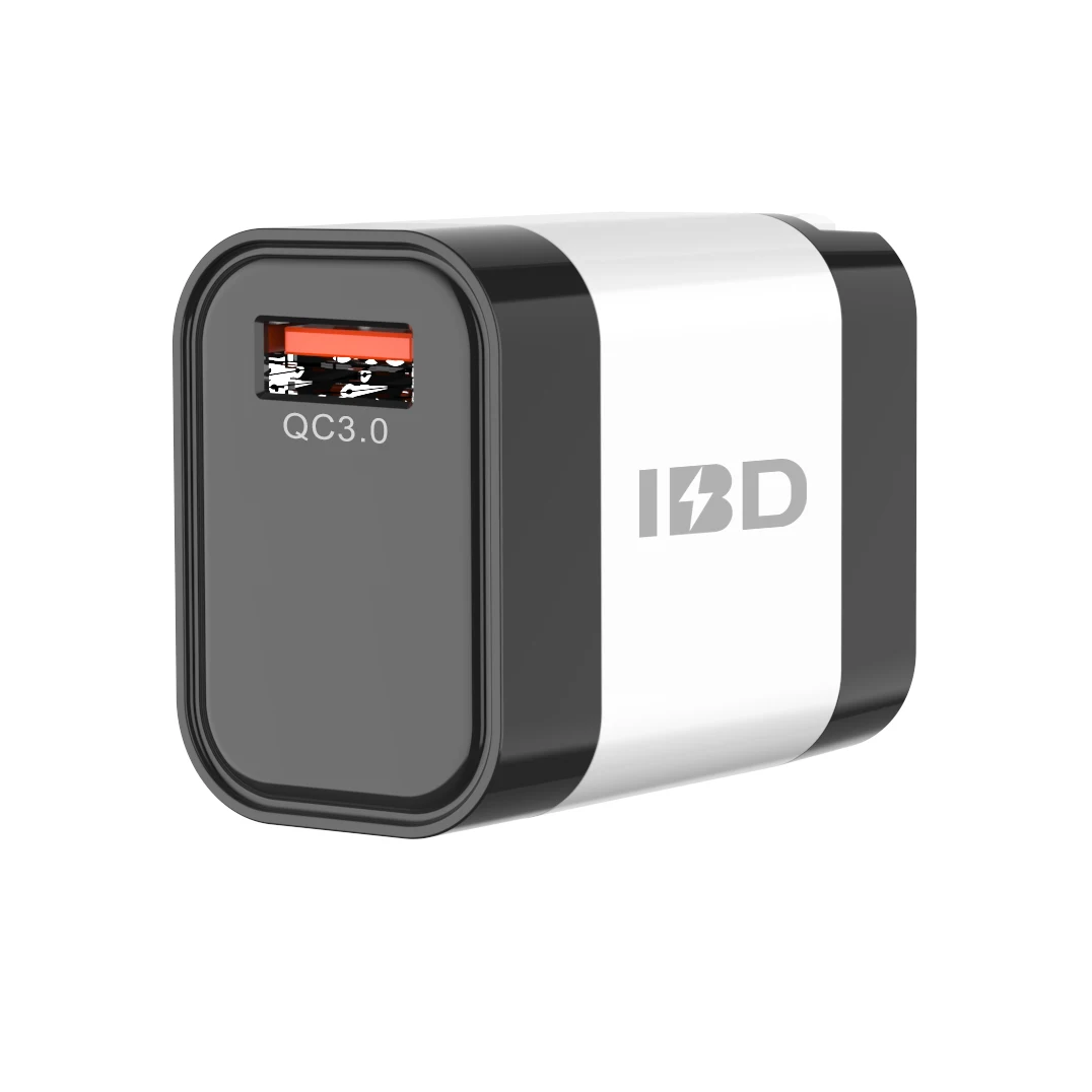 IBD  OEM And ODM Factory Single QC 3.0 Port 18W  USB -A Wall Charger For Mobile Phones Fast Charging