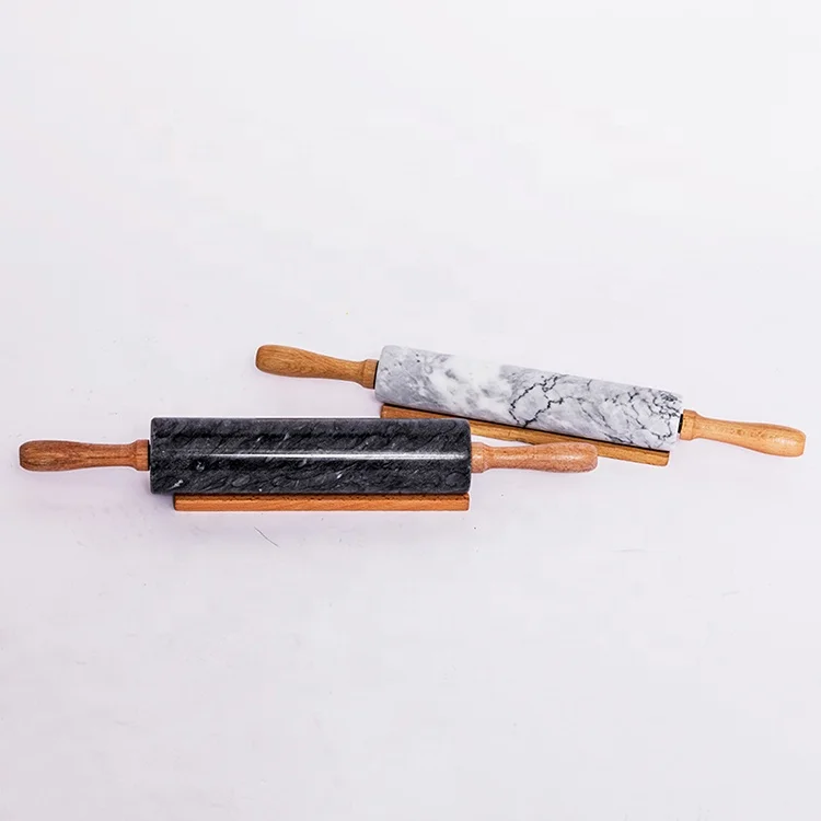 Wholesale Custom  Wooden And Marble Dough Dumpling Rolling Pin For Kitchen