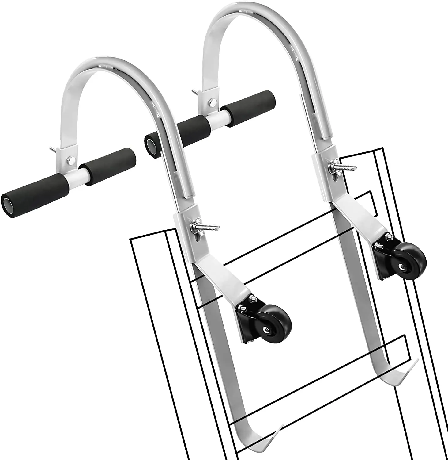 JH-Mech Roof Ridge Ladder Hook with Wheel  Extension Ladder Accessories for Roof Heavy Duty Steel Ladder Stabilizer