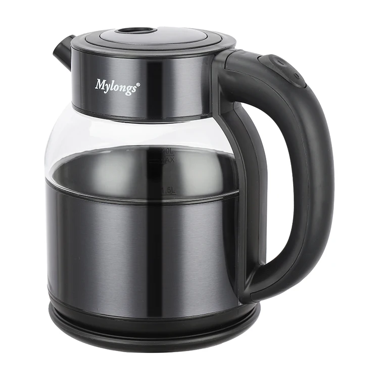 Double Layer 360 Auto switch Boil-Dry Protection Glass Electric Kettles Water Boiler with LED Indicator Inner Lid Bottom