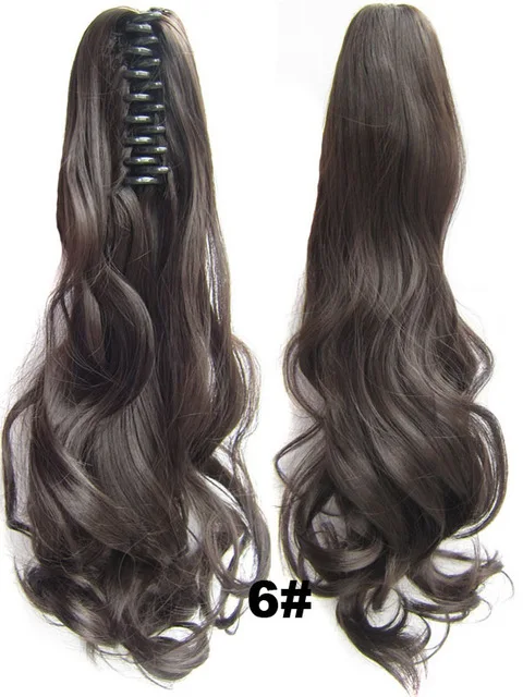 wholesale Claw Clip in Hair Extension 22 Inch Natural Soft Jaw Claw Synthetic Hairpiece Wavy Ponytail Extension for Women