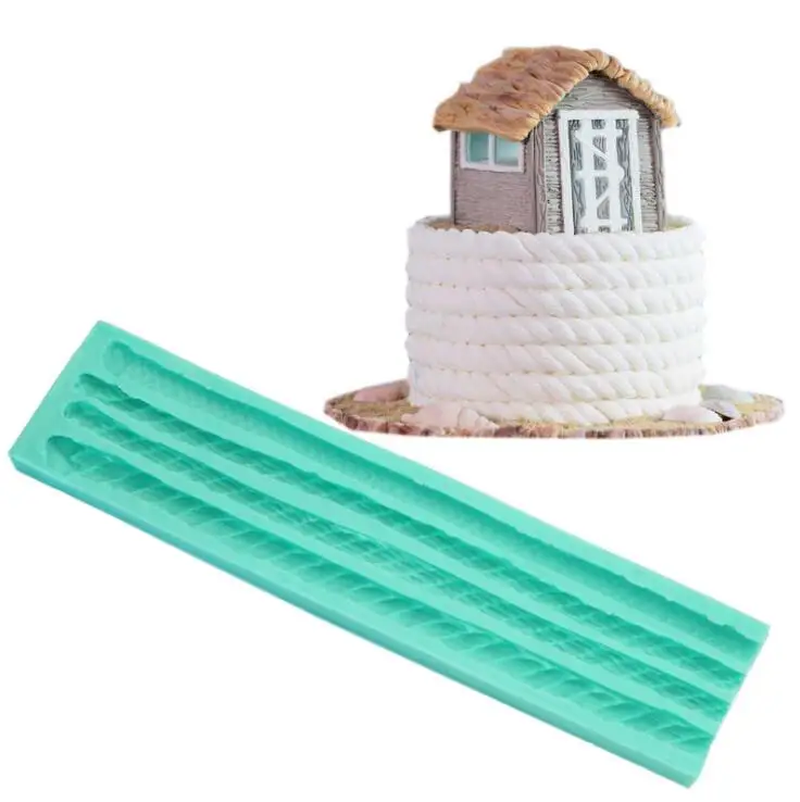 4 Cavity Hemp Rope Silicone Resin Molds DIY Twist Shape Baking Cake Decorating Tools Fondant Soap Candle Mold Polymer Clay Molds