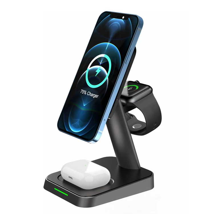  Bidao 15w магнитная 3 в 1 Беспроводное зарядное устройство для Iphone 12 11 Pro Max Airpods наручных часов Iwatch беспроводное быстрой
