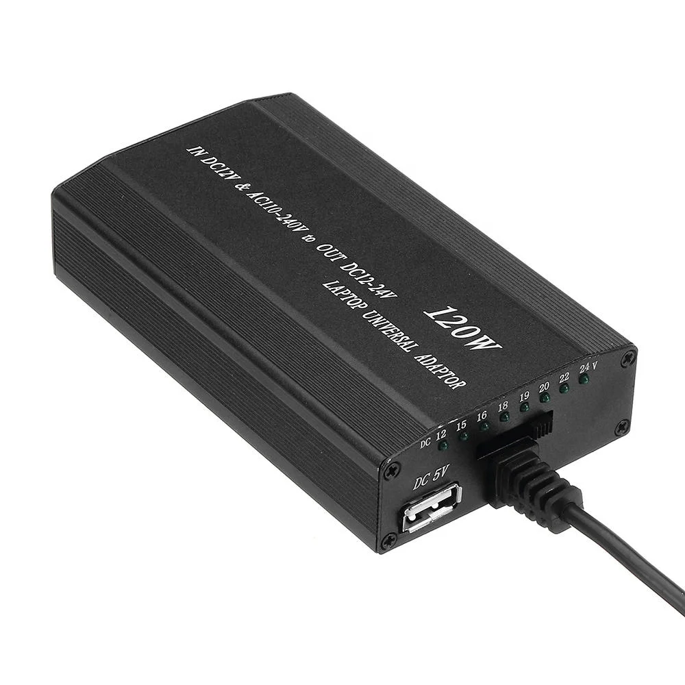 Exclusive 120W 12-24V Adjustable Power Supply Adapter AC/DC Power Adapter 5V USB Port