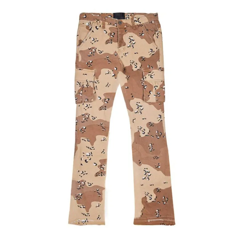 Mens Fashion Streetwear Casual Baggy Camouflage Print Hip Hop Straight Cargo Trousers