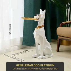 Factory Price Coffee Tables Luxury Gentleman Dog Statue Floor Standing Ornaments Creative Modern Side Tables Living Room