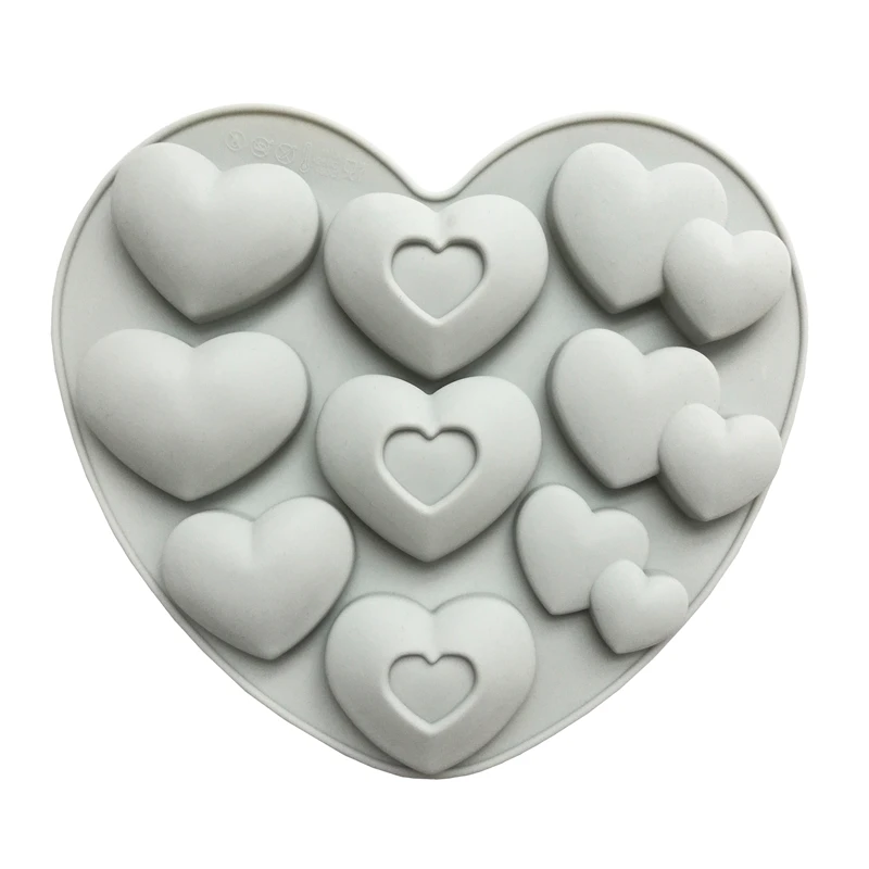 Reusable Cartoon Silicone Mold 3 Different Heart-shaped Jelly Molds Custard Pudding Mousse Cake Decoration baking Chocolate mold
