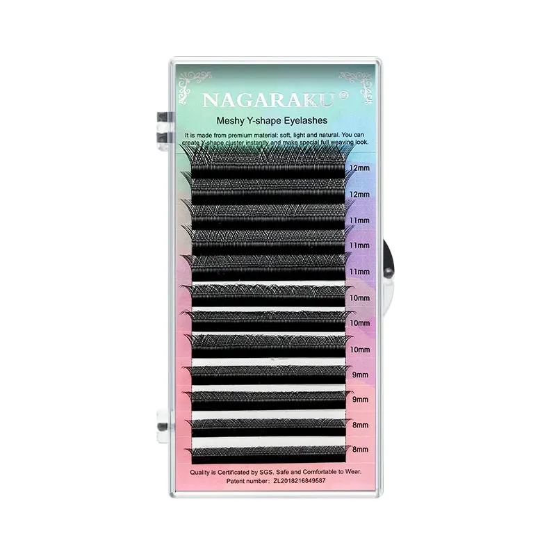 NAGARAKU YY Shaped Black Eyelash Extensions Weaving Effect Synthetic Mink False Eyelashes
