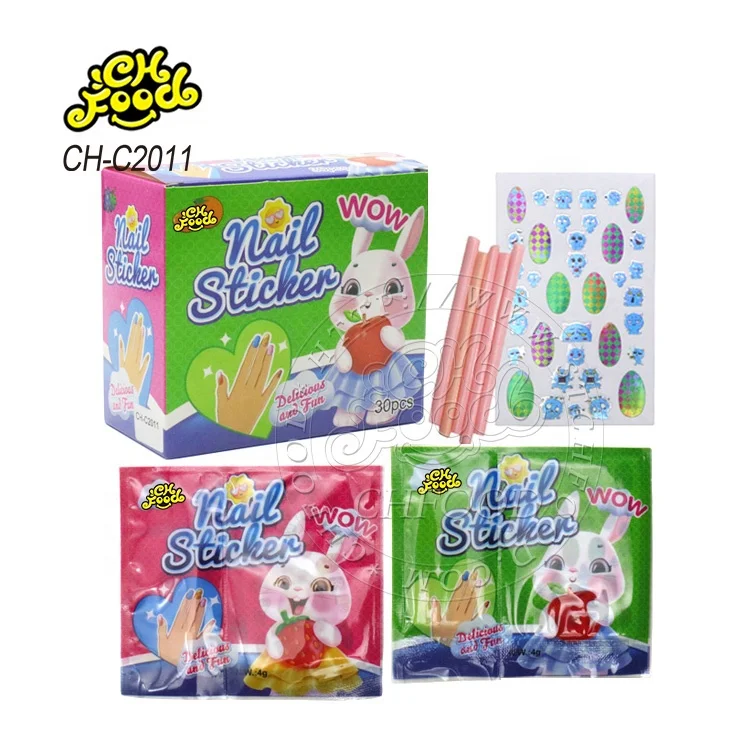 Halal fruit flavor CC stick candy straw sour powder candy with nail sticker for kids