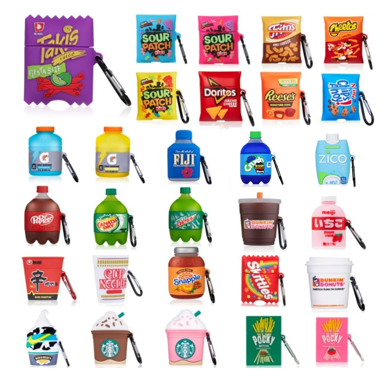 Gemfits портативная еда конфетного цвета для Airpods 1 2gen Case, розовый дизайнерский смешной Reeses Takis для Airpod Case