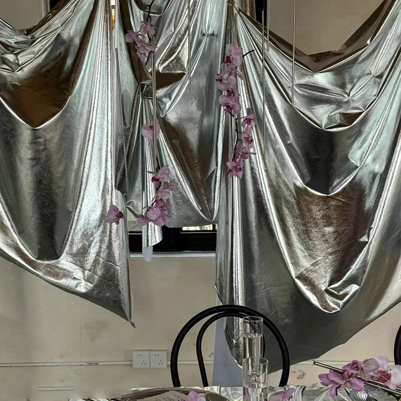 Large Scale Wedding Silver Elastic Background Fabric Elegant Stage Decoration Ceiling Cloth Curtain and Panel Backdrop