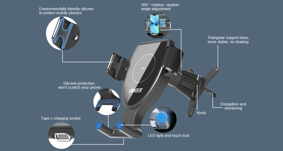 Touch switch wireless car charger wireless phone charger car wireless phone charger with car mount