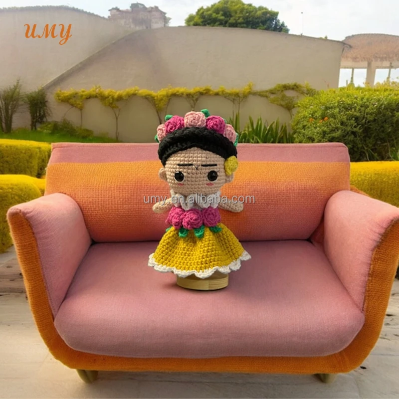 Mexican Handcraft Custom Figurine Plushie Kahlo Decor Kids Hand Knitted Amigurumi Baby Soft Toys Handmade Art Crochet Doll