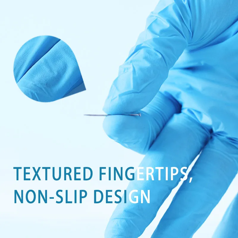 Excellent Quality Disposable Nitrile Gloves Blue Free Powder Nitrile 3.5g for Machinery Maintenance Automotive Repair 100pcs Box