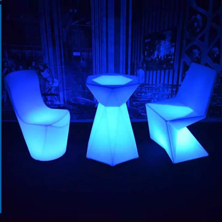 LED illuminate garden furniture sets outdoor led chairs bar table night club furniture