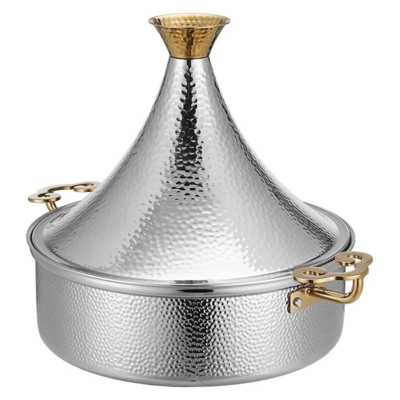 Customized luxury large restaurant hotel high quality durable thicken 2.3mm metal Cookware Cooking stainless steel tagine pot