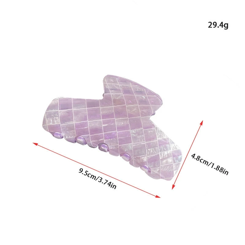 HONEY 9.5CM Acetic acid sheet advanced color plaid grab clip all hair shark claw,Versatile hair curling shark clip