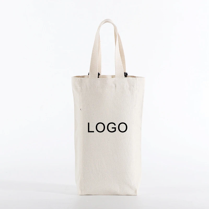 custom logo natural Large Reusable Gift Bag beach picnic party canvas fabric one 1 2 3 4 6 bottles wine Tote Bag for festival