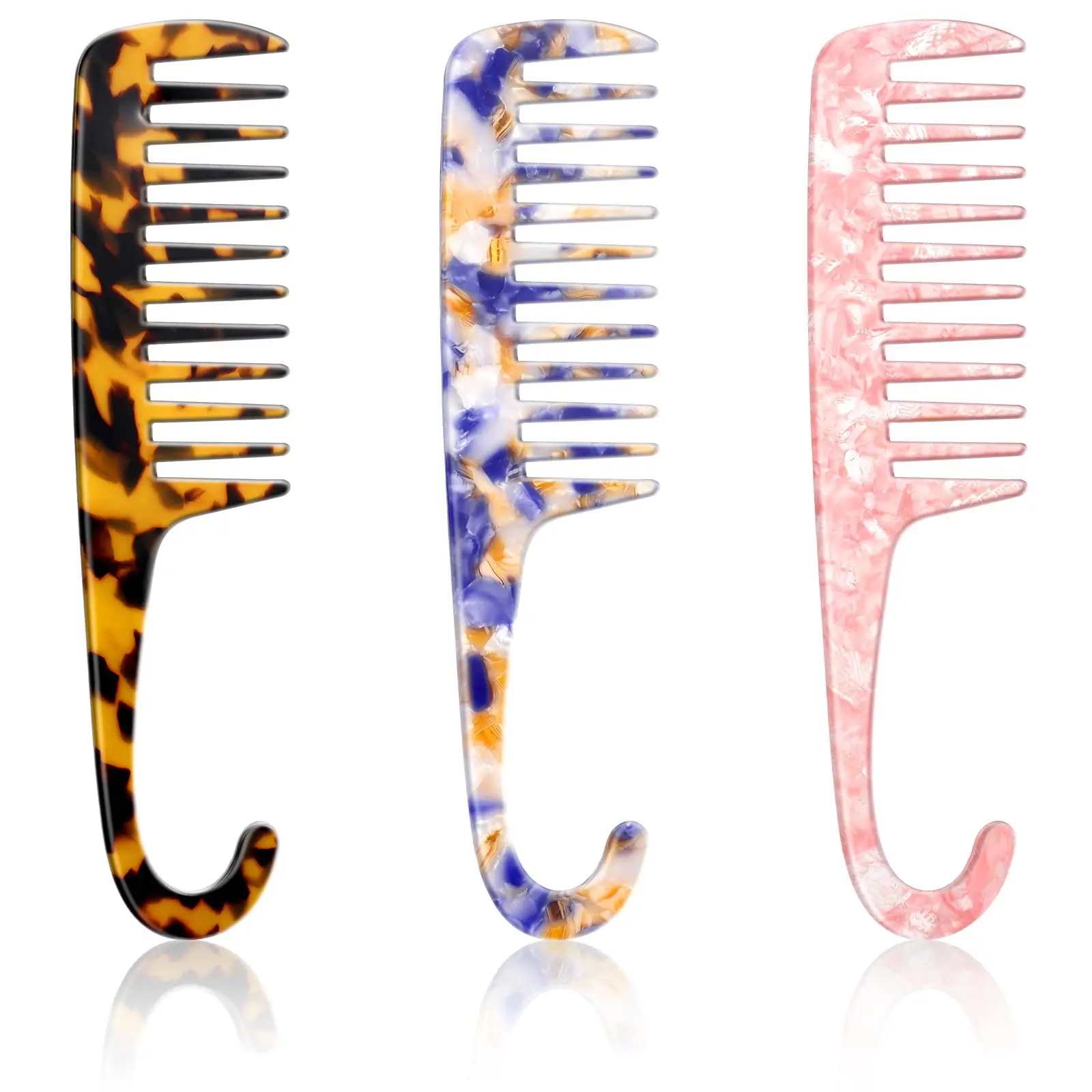 Wholesale Korean Stylish Resin Custom Logo Massage Wide Tooth Hair Cellulose Acetate Comb