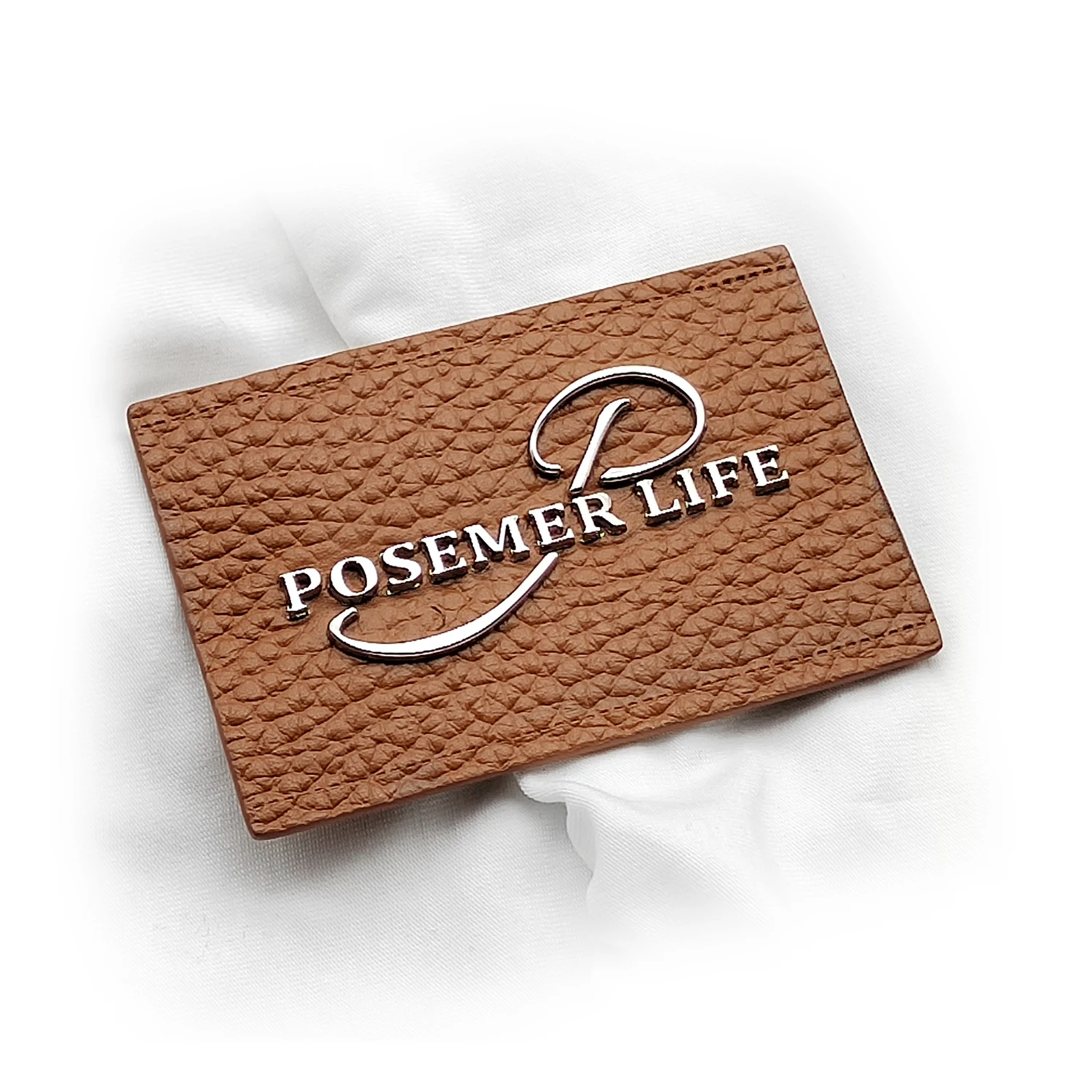 Custom Emboss leather bags labels brand metal logo leather patches