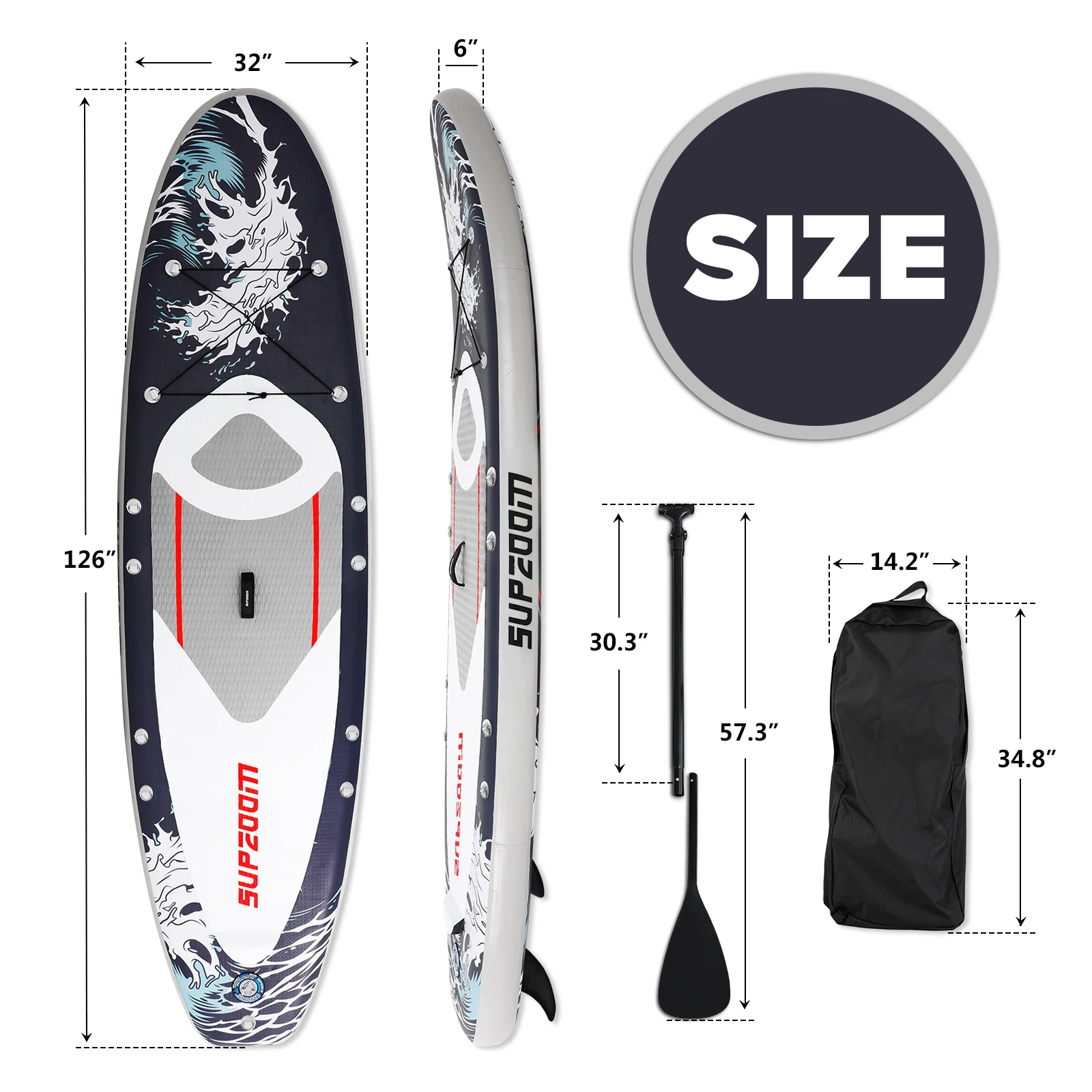 Sea surfboard 3.2m inflatable paddle board water entertainment small raft with paddle stand-up log