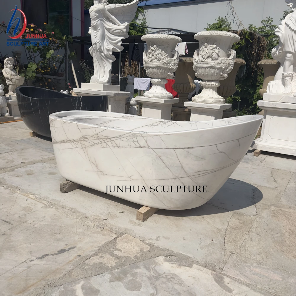 Cheap free standing stone bathtubs comfortable white marble bathtub bathroom bath tub with black veins