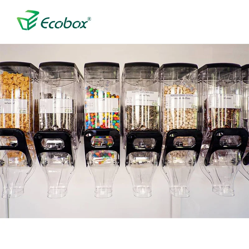 Top plastic gravity food dispenser bin bulk candy cereal nut dispenser for supermarket