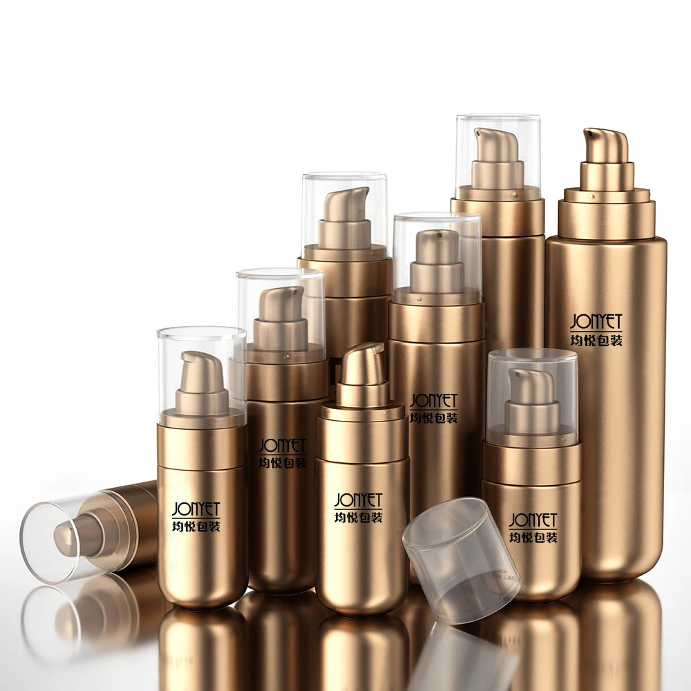 pet bottle for skin care cosmetic 30/50/80/120ml 100ml serum packaging gold matte round luxury lotion skincare hair oil bottle