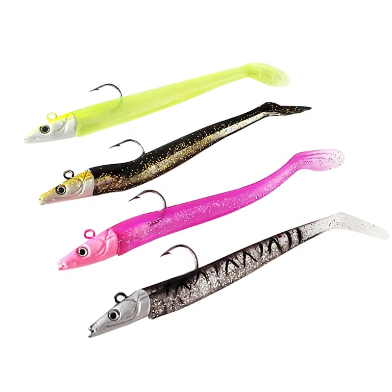 C 12cm Bass Pike Yellow Swimbait Artificial Bait Carp Pesca Lead Jig Head Eel lure Sandeel Soft Fishing Lure