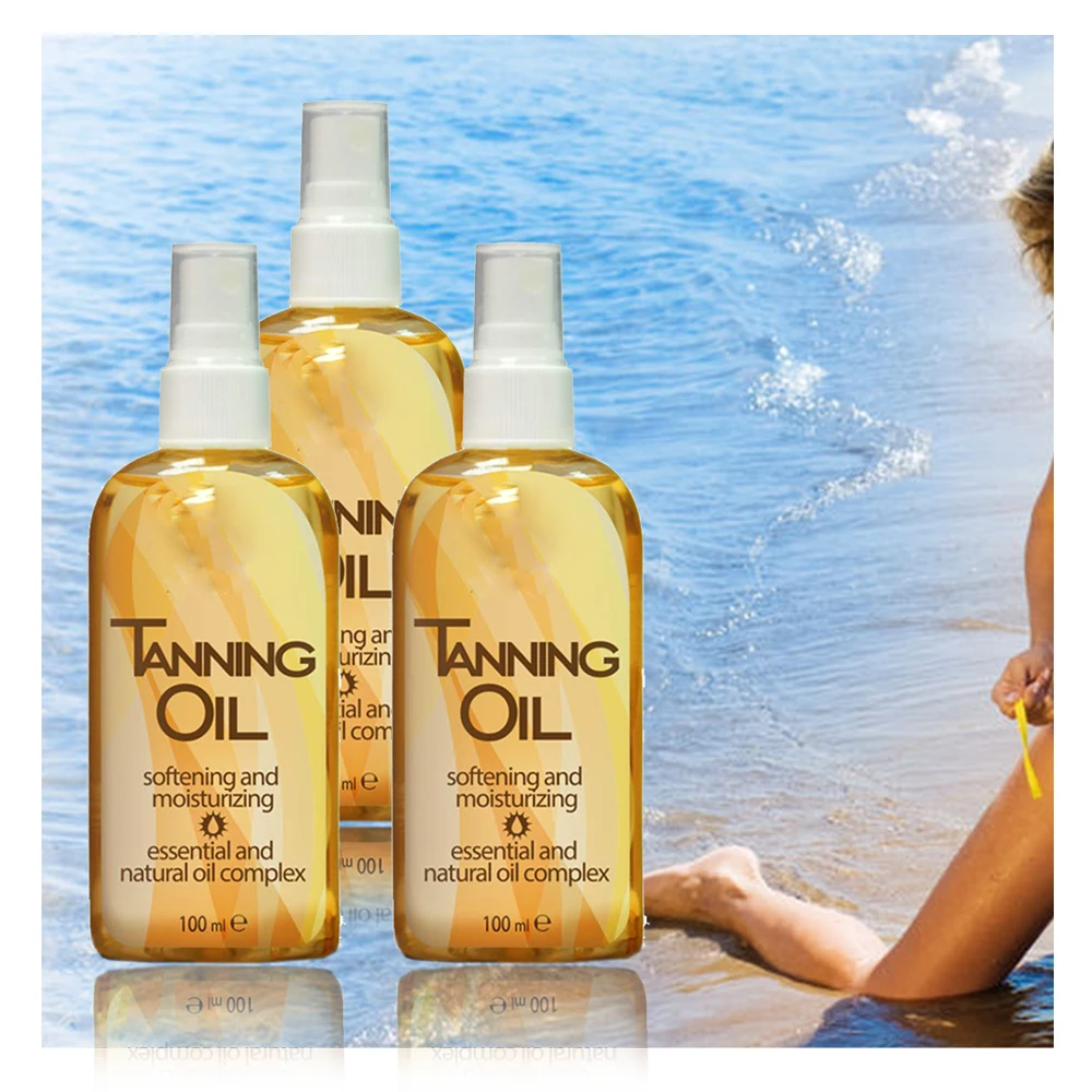 Private label tanning oil spray fake tan dark organic natural carrot tanning oil