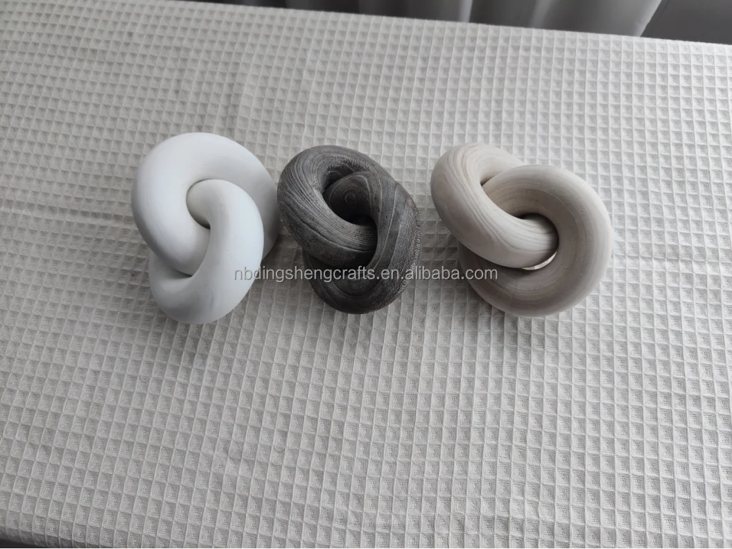 Wood Chain Link Decor Bead Garland Set Rustic Wood Bead Link Hand Carved Wooden Wall Decor knot/ chain