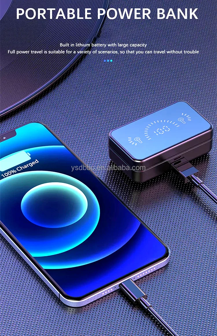 S20 TWS Mirror Earphone earbuds Stereo Sports Waterproof Wireless Headphones 2000mAh Charging Box Headset