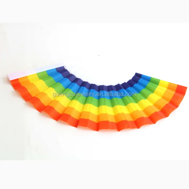 
2019 Wholesale custom logo print promotional colorful rainbow fold hand fan 