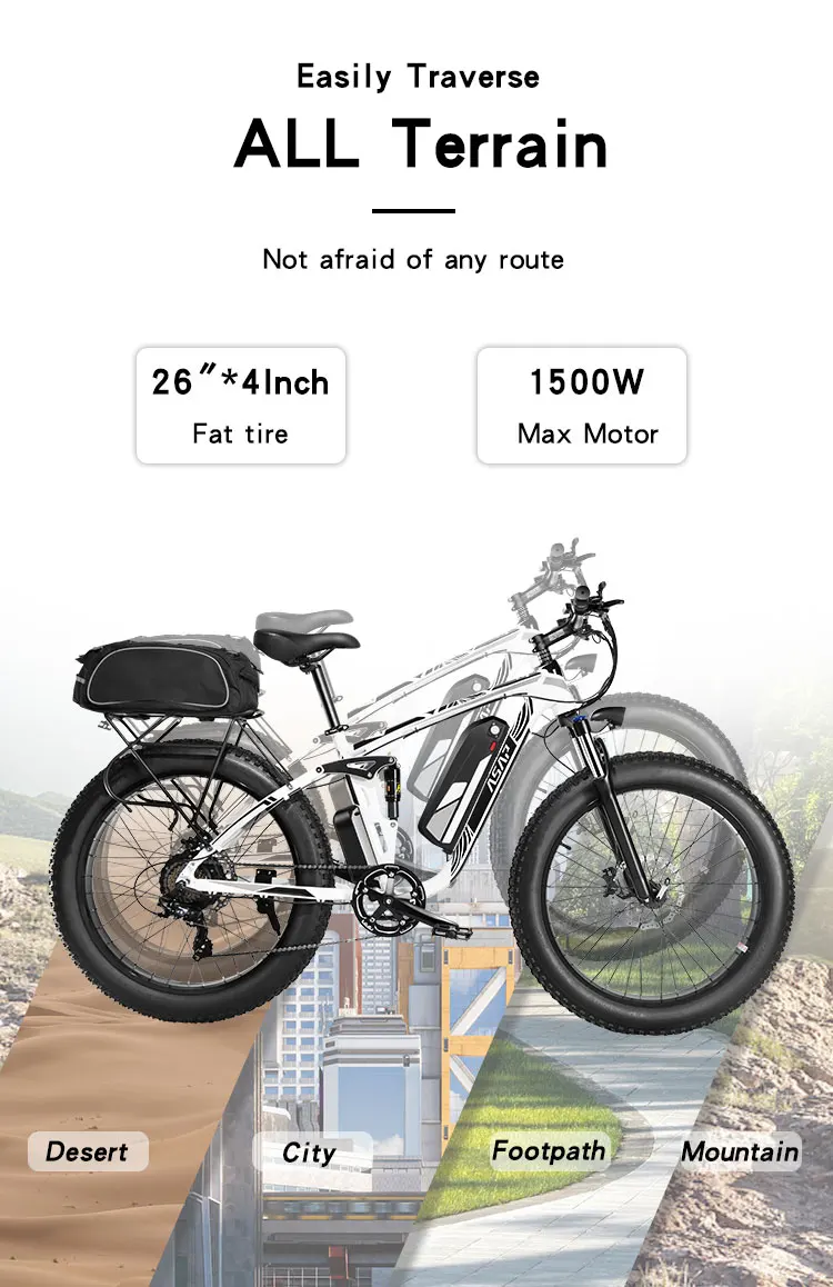 US Stock Daily Commuting Fat Tyre Bicycle Equipped 48V Long Life Battery Supply Fast Charging Electric Bike