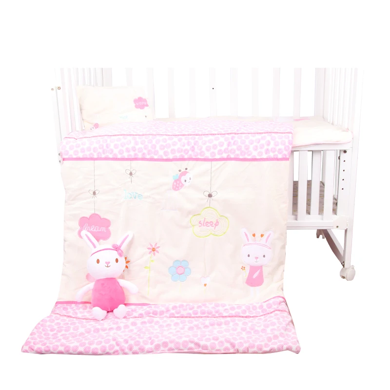 
wholesale style Polyester Cotton baby pillow + quilt + mattress + toy 4 sets baby Bedding Set cartoon comforter for Boy 