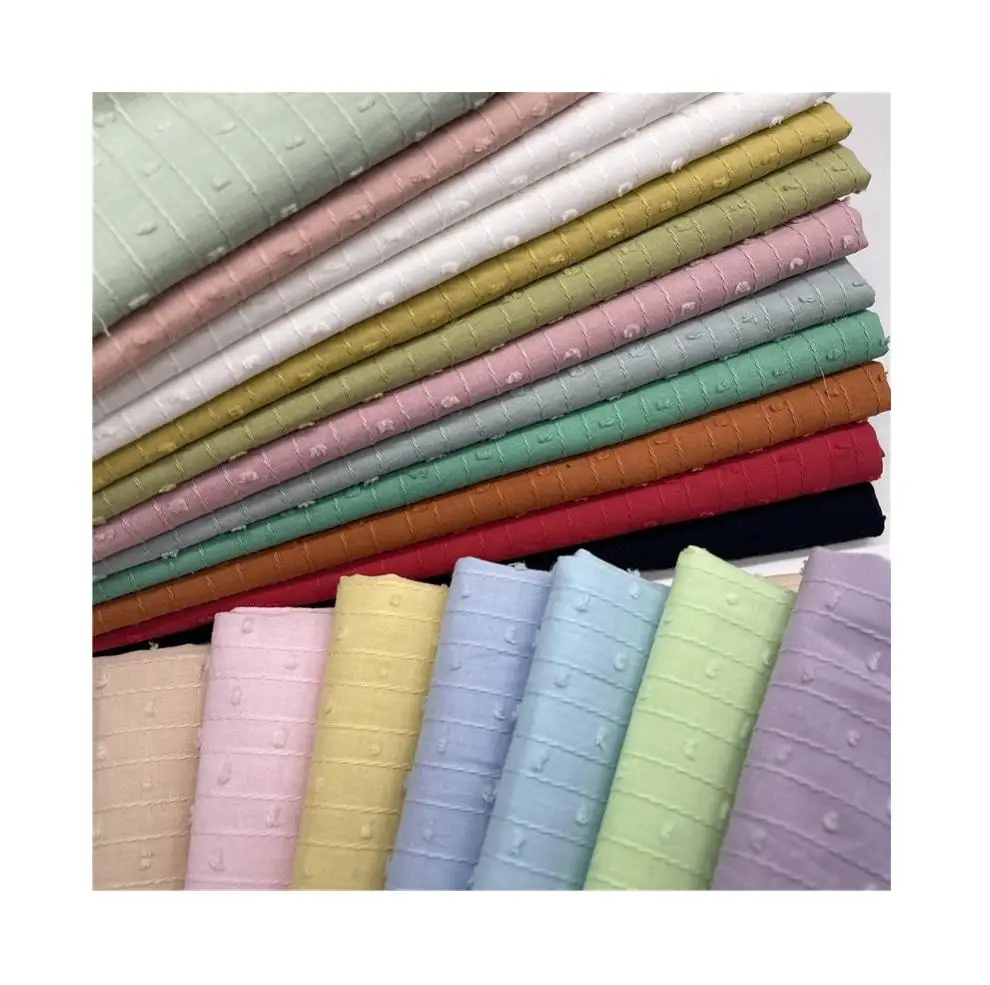 Blue pink white cotton pure swiss dot floral embroidery fabric for shirt and dress