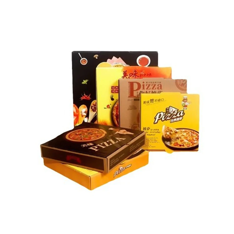 Kraft Corrugated Paper Boxes Cardboard Clay Coated Pizza Box Logo Printing Food Embossing Seal Folders For Food Packaging
