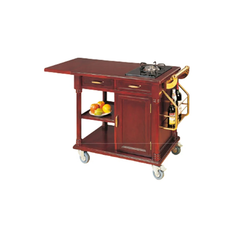 Single/Double Head Stove Food Serving Flambe Trolley Hotel & Restaurant Equipment Banquet Cooking Cart
